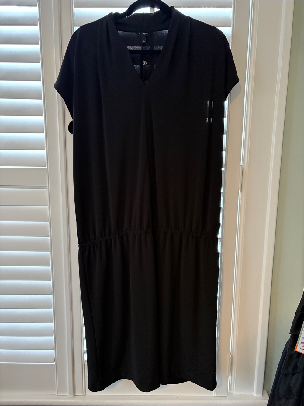 Talbots Black V-Neck Elastic Waist Dress
